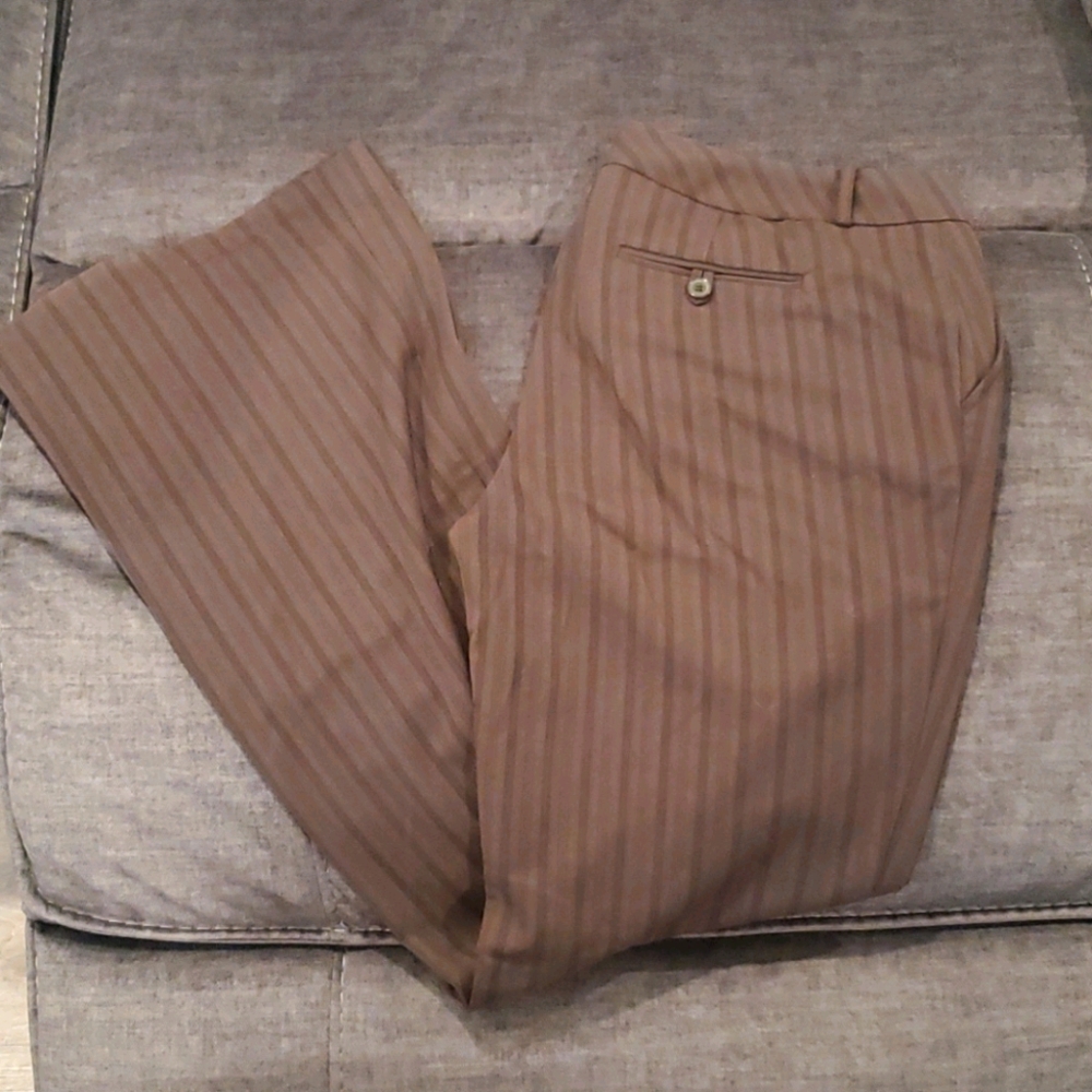 Brown striped dress pants 10 Long